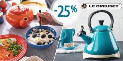 ​-25% на роскошную керамику Le Creuset и наплитные чайники